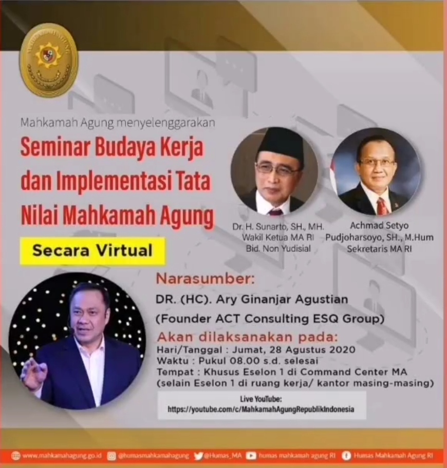 SEMINAR BUDAYA KERJA DAN IMPLEMENTASI TATA NILAI MAHKAMAH AGUNG