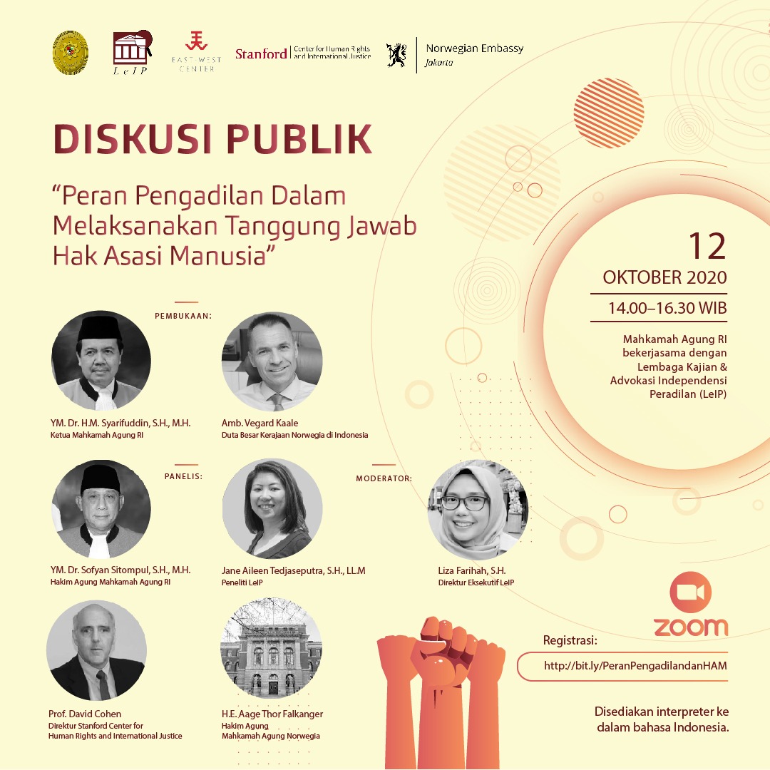 DISKUSI PUBLIK “PERAN PENGADILAN DALAM MELAKSANAKAN TANGGUNG JAWAB HAM” SECARA VIRTUAL