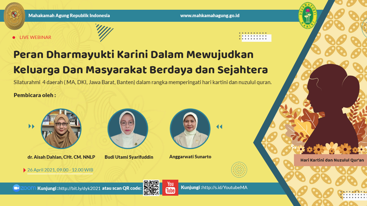 PERTEMUAN SILATURAHMI EMPAT DAERAH DHARMAYUKTI KARINI DALAM RANGKA PERINGATAN HARI KARTINI DAN NUZULUL QURAN 1442 SECARA VIRTUAL